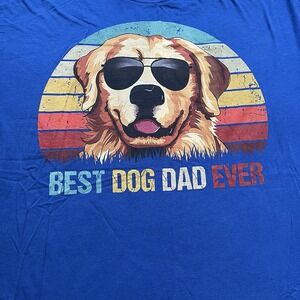 Cool golden retriever Graphic Men's Short Sleeve T Shirt Size 2XL Blue Dog Shirt